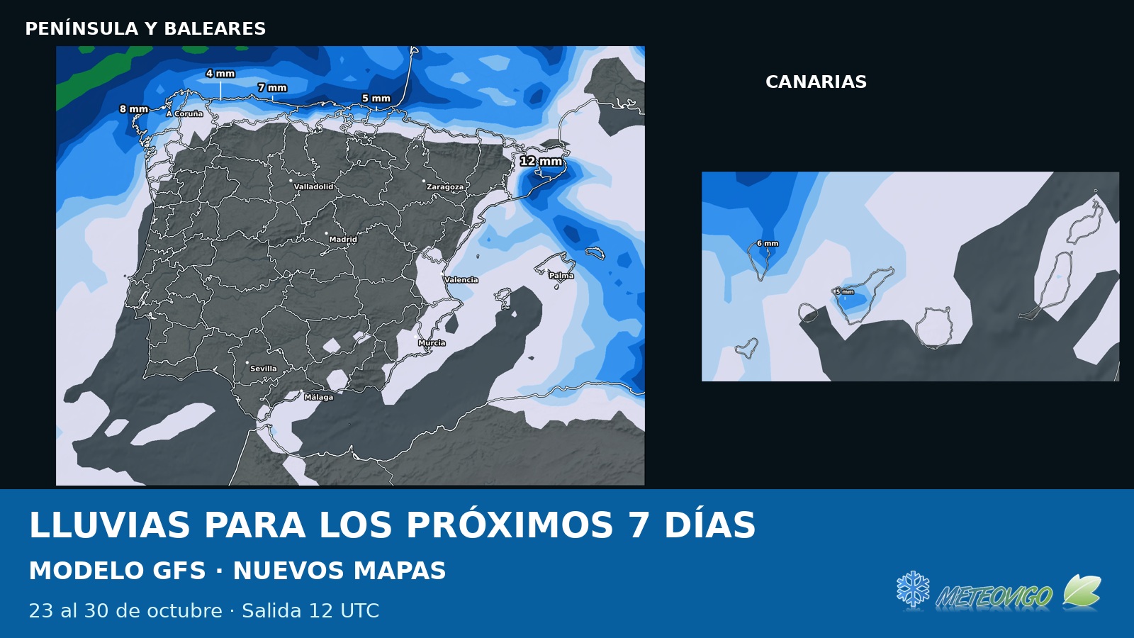 Lluvias para los próximos siete días: nuevos mapas GFS del 23 de octubre de 2026