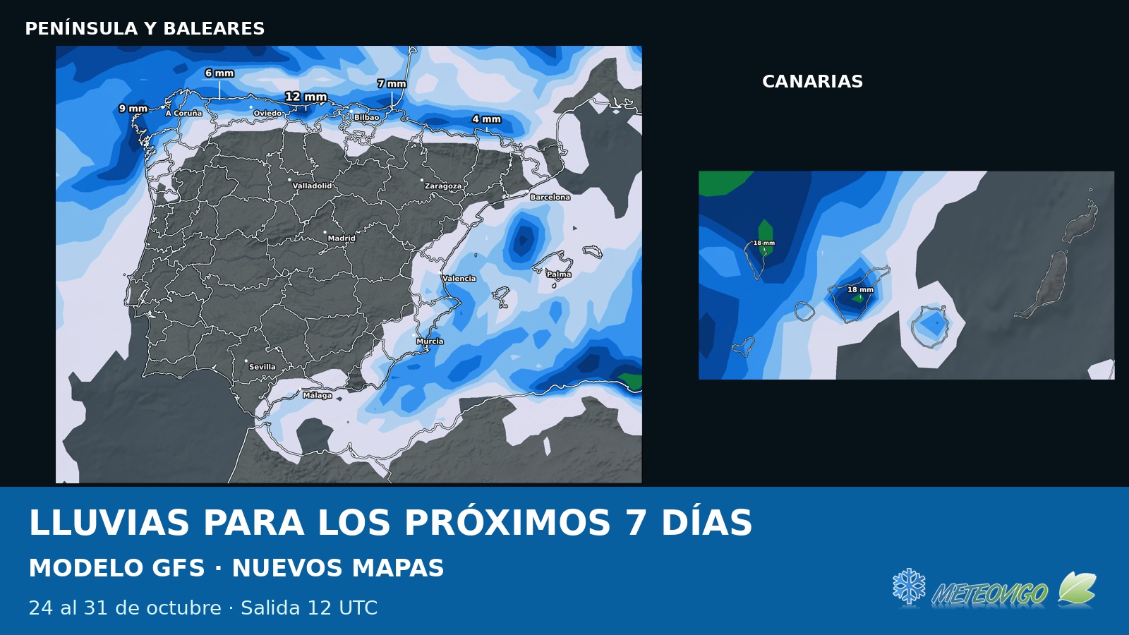 Lluvias para los próximos siete días: nuevos mapas GFS del 24 de octubre de 2026