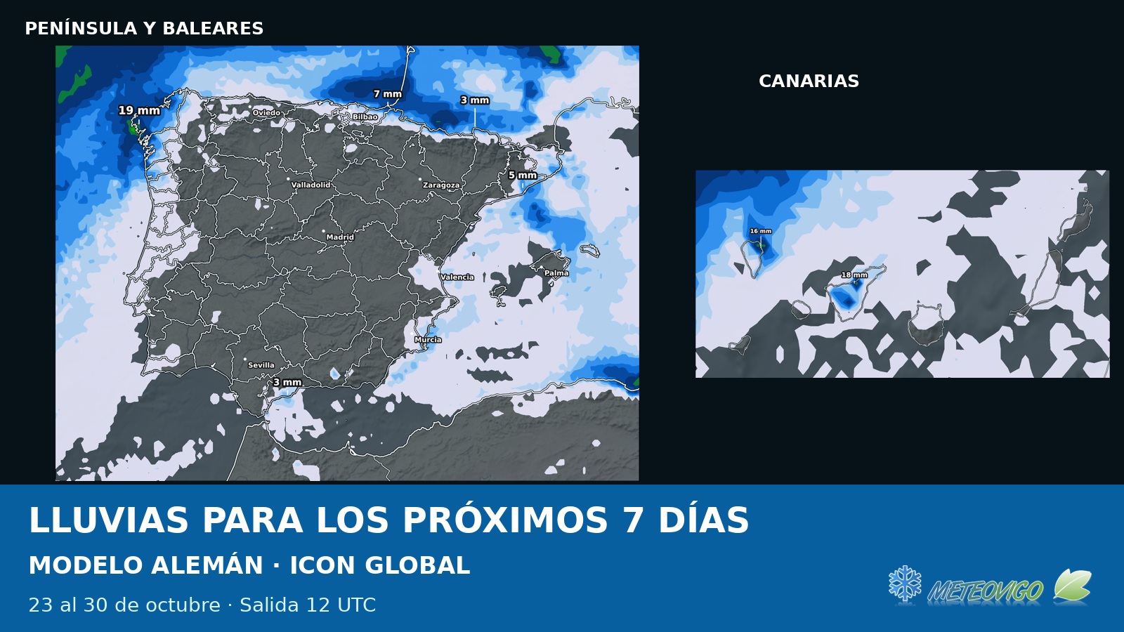 Lluvias para los próximos siete días: nuevos mapas ICON global del 23 de octubre de 2026