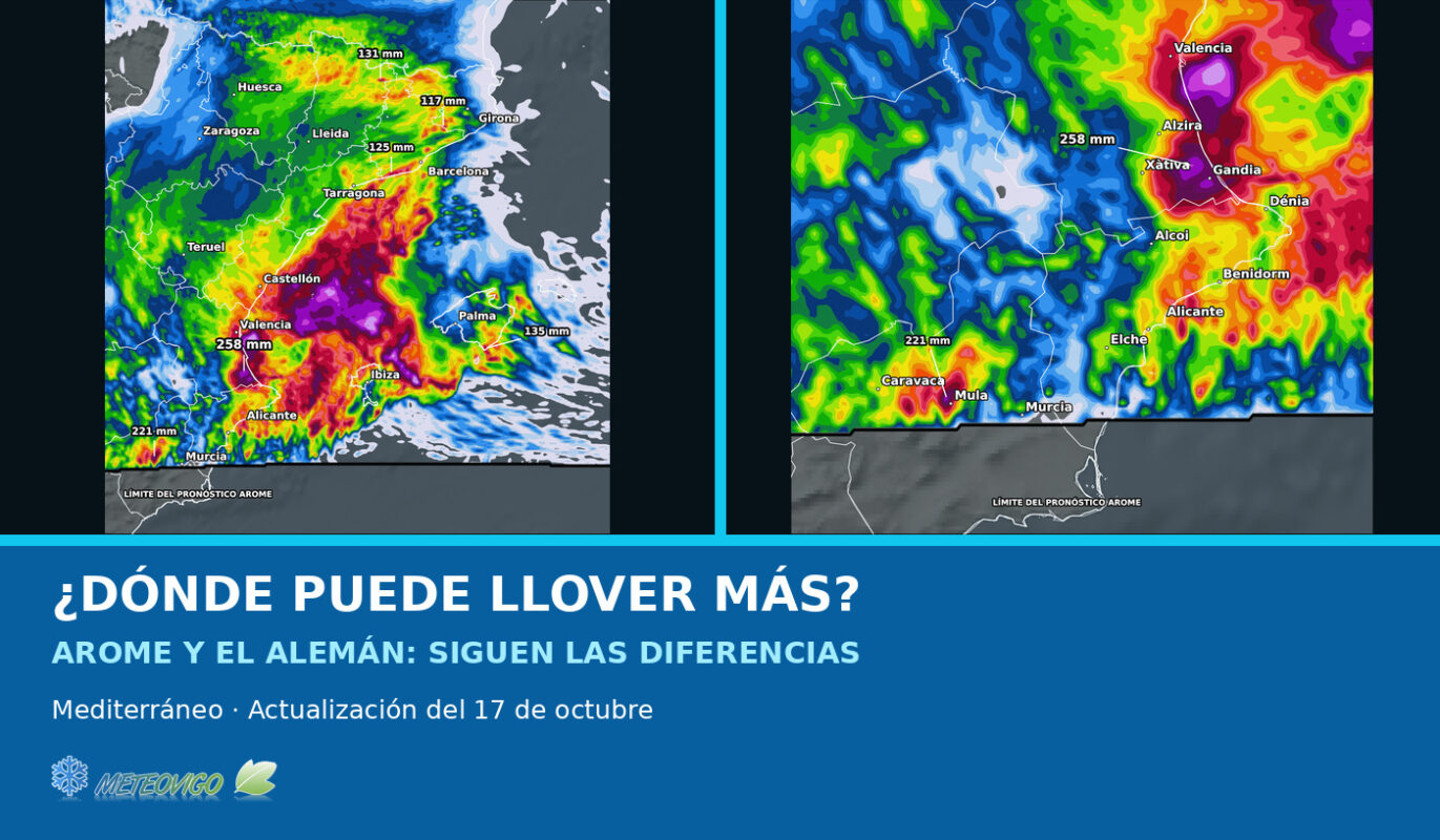 AROME señala dónde puede llover más en el Mediterráneo: las diferencias con el modelo alemán