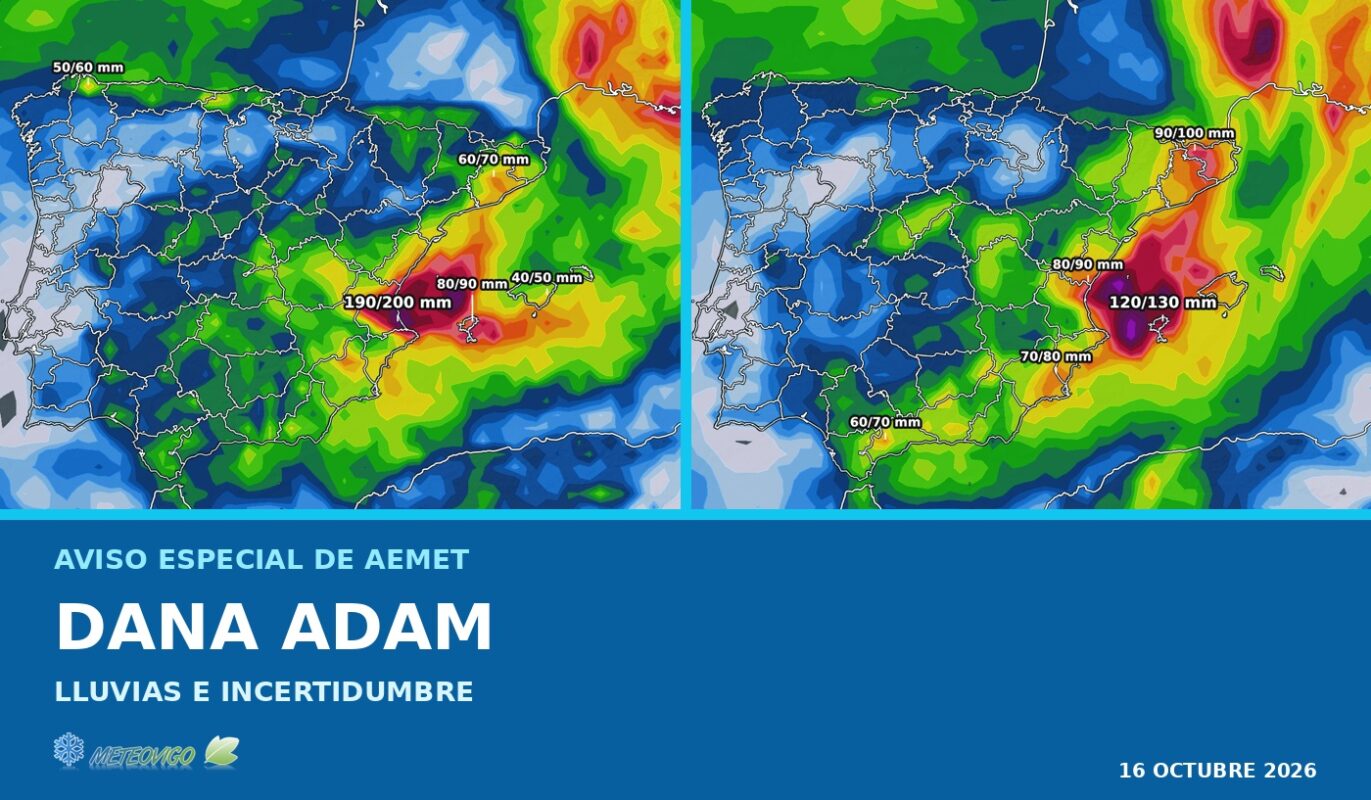 DANA Adam: aviso especial de AEMET y mapas GFS y ECMWF del 16 de octubre